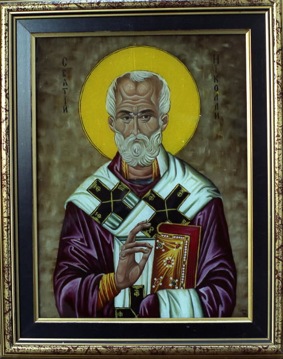 Sveti Nikola - ulje na staklu - 40x32